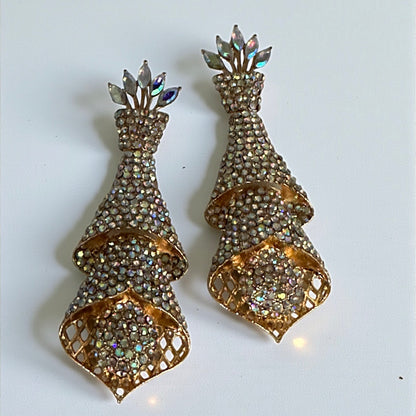 Elegant Crystal Spiral Cascade Statement Earrings – Luxury Evening Jewellery
