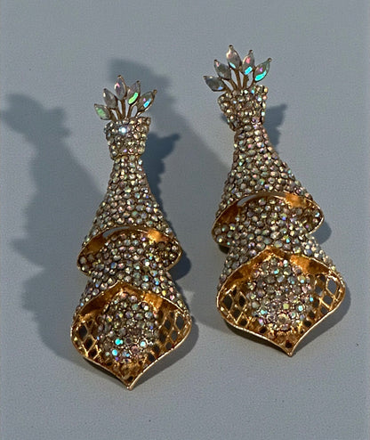Elegant Crystal Spiral Cascade Statement Earrings – Luxury Evening Jewellery