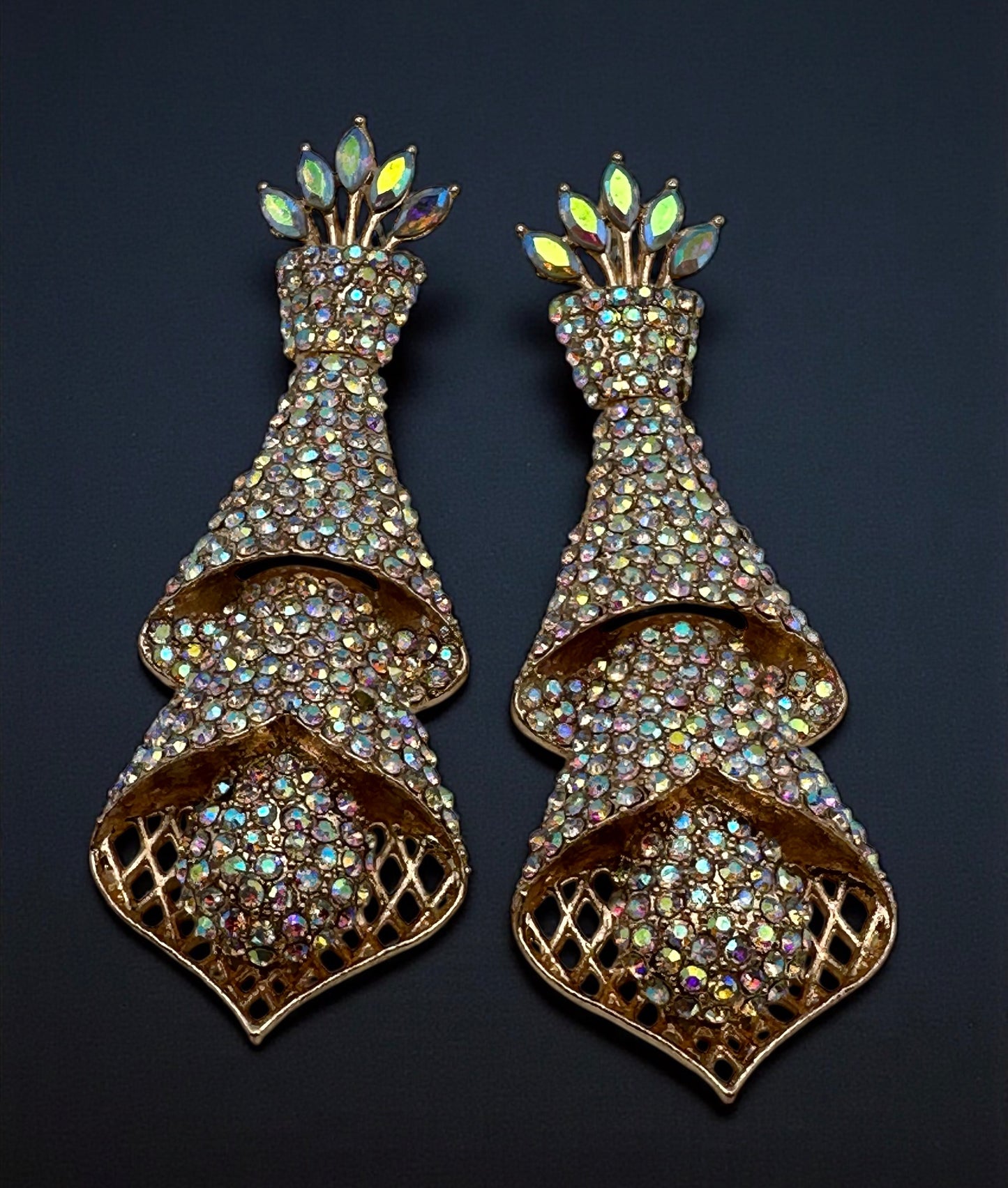 Elegant Crystal Spiral Cascade Statement Earrings – Luxury Evening Jewellery