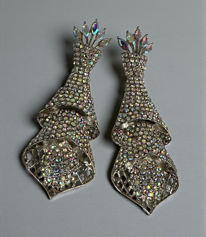 Elegant Crystal Spiral Cascade Statement Earrings – Luxury Evening Jewellery
