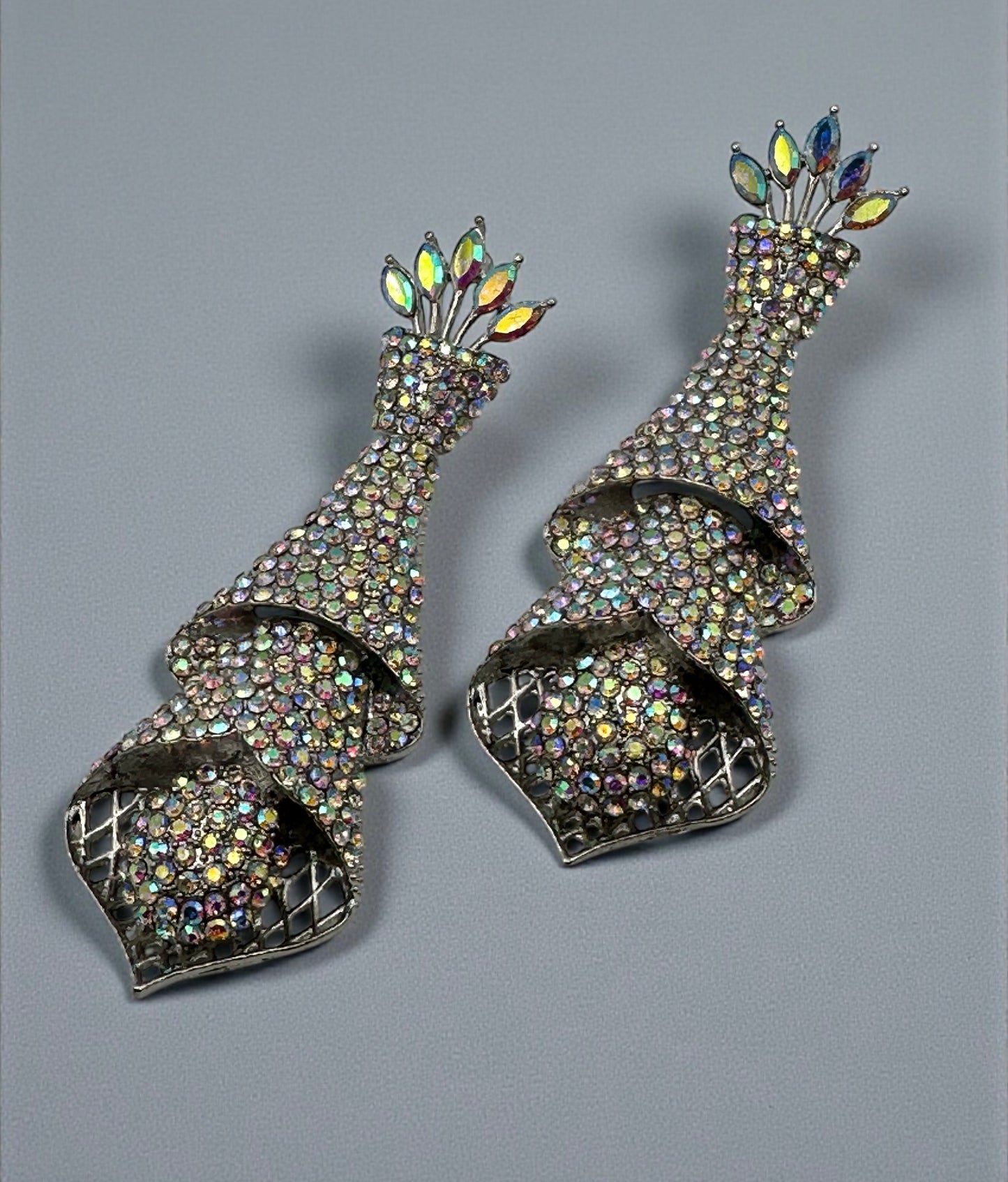 Elegant Crystal Spiral Cascade Statement Earrings – Luxury Evening Jewellery