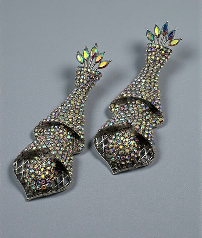 Elegant Crystal Spiral Cascade Statement Earrings – Luxury Evening Jewellery