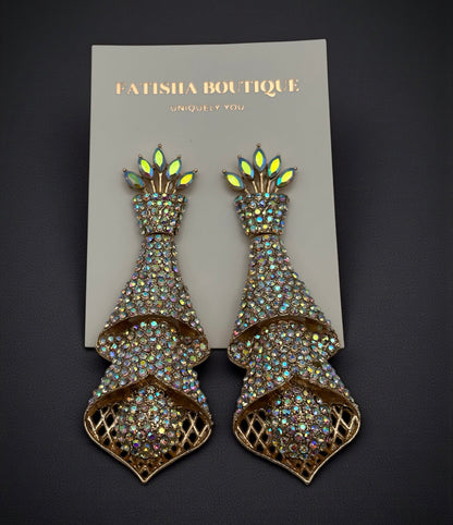 Elegant Crystal Spiral Cascade Statement Earrings – Luxury Evening Jewellery