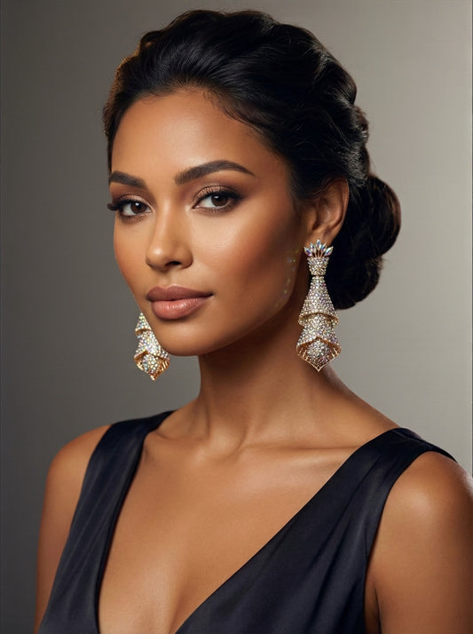 Elegant Crystal Spiral Cascade Statement Earrings – Luxury Evening Jewellery