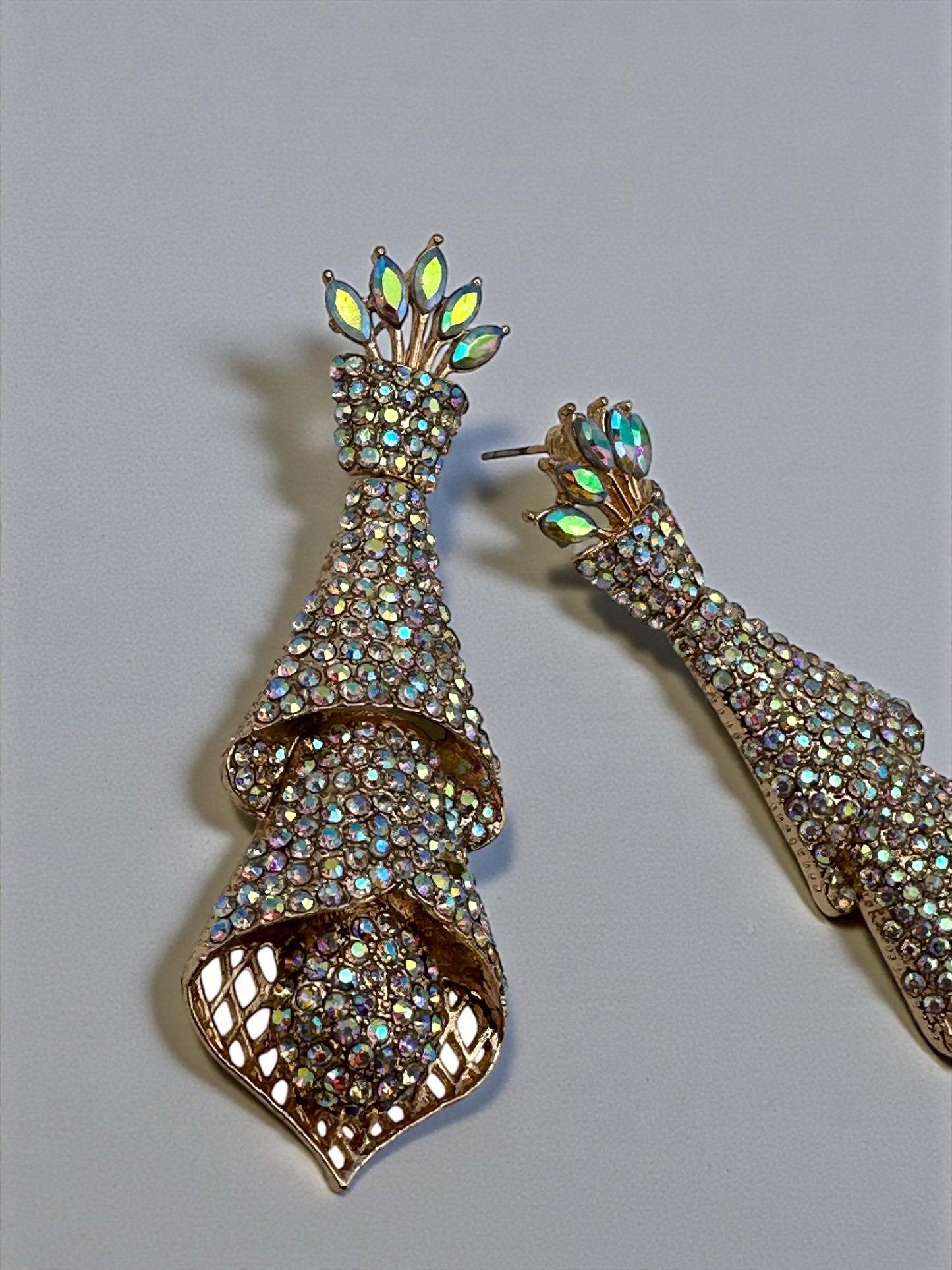 Elegant Crystal Spiral Cascade Statement Earrings – Luxury Evening Jewellery