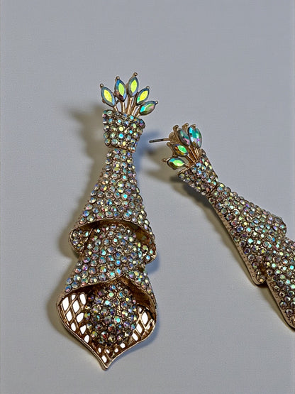 Elegant Crystal Spiral Cascade Statement Earrings – Luxury Evening Jewellery