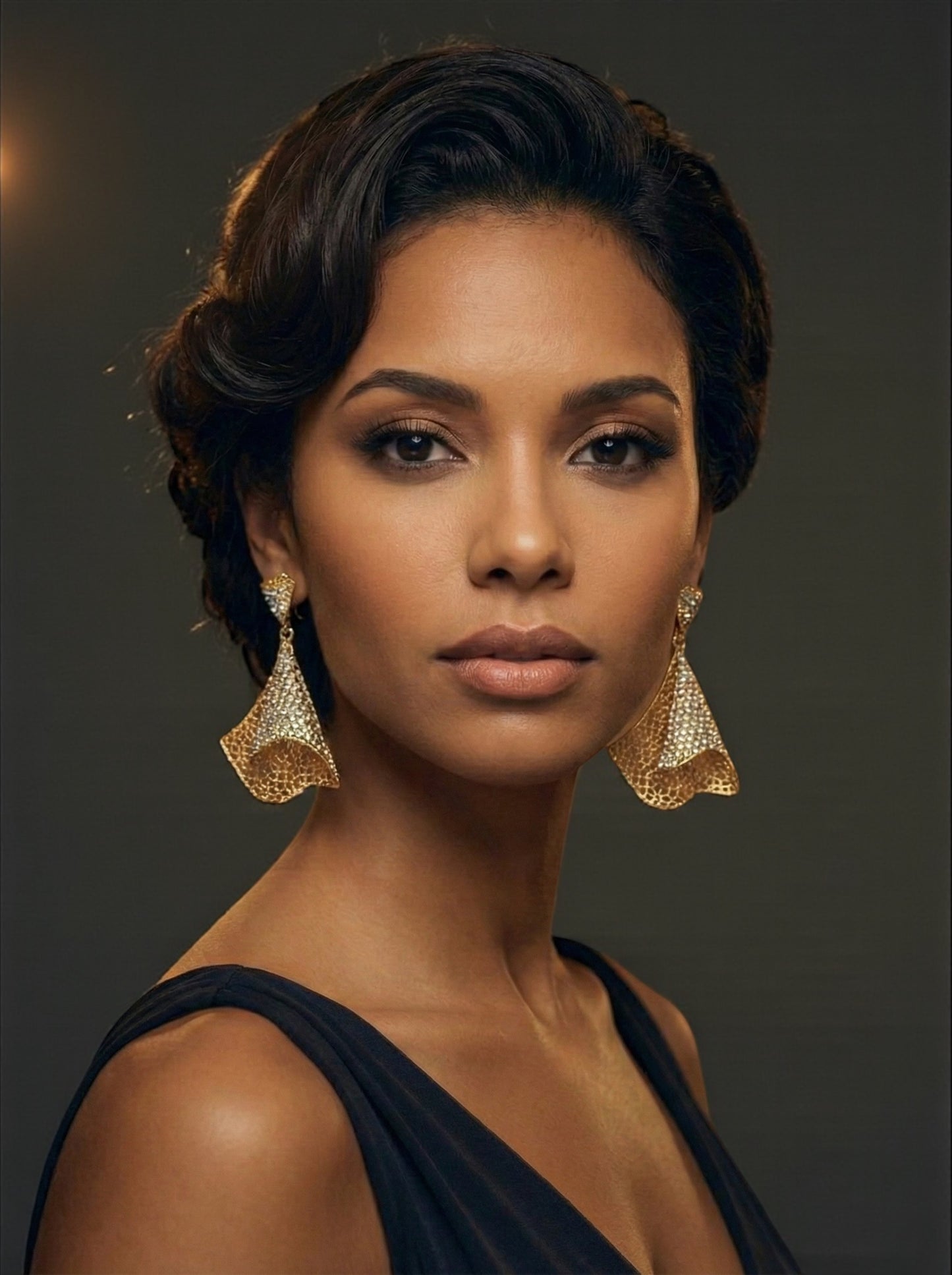 Elegant Crystal Filigree Fan Earrings | Gold & Silver Statement Drops