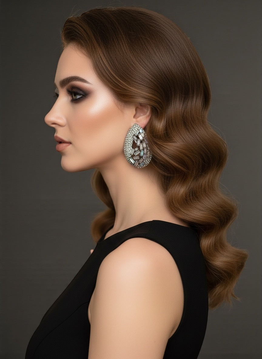 Iridescent Teardrop Rhinestone Earrings | Crystal Studs | Statement Jewellery - Fatisha Boutique # Fatisha Boutique