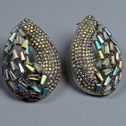 Iridescent Teardrop Rhinestone Earrings | Crystal Studs | Statement Jewellery - Fatisha Boutique #