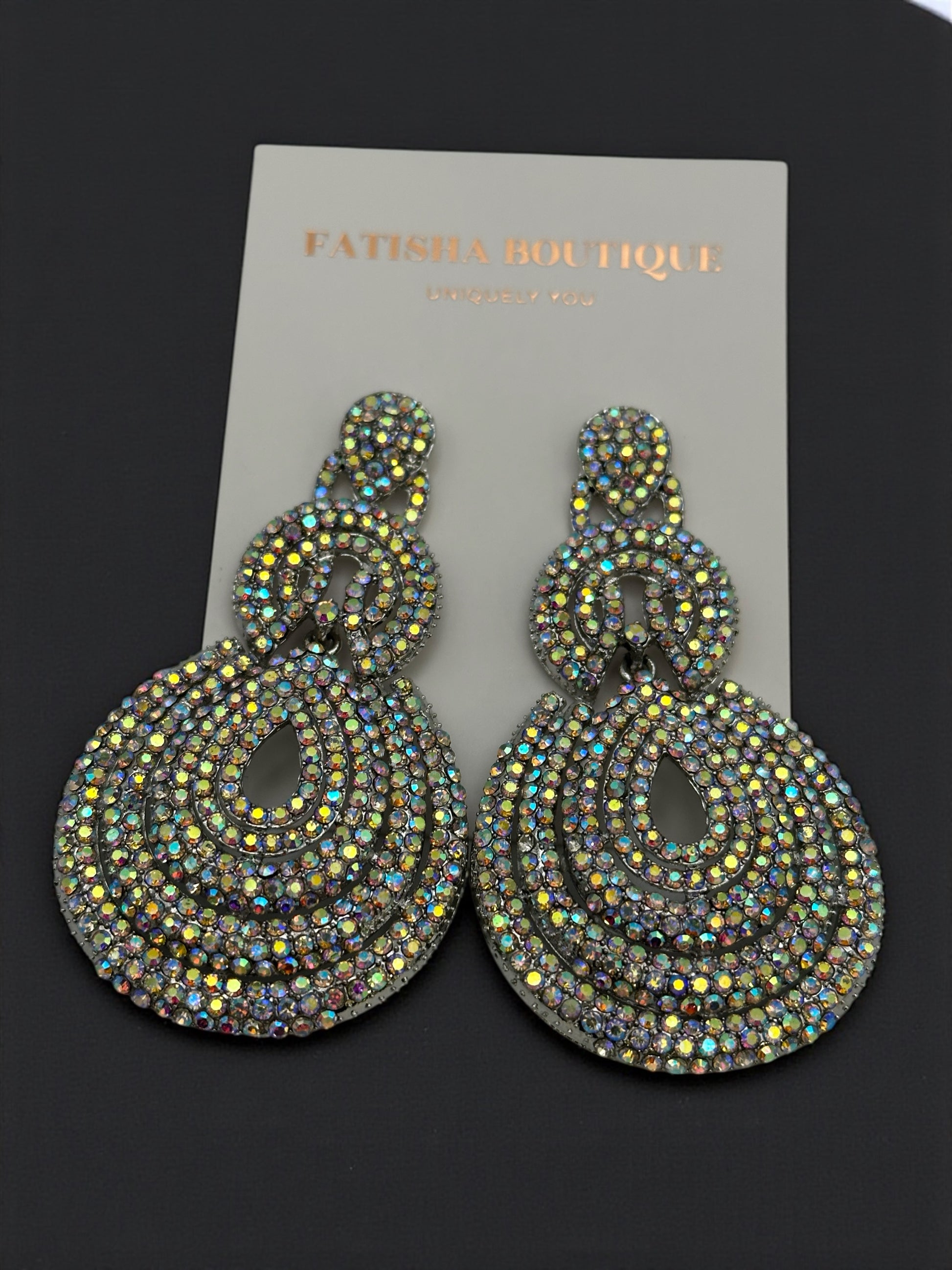 Elegant Long Glamorous Statement Diamante Teardrop Rhinestone Earrings – Gold & Silver - Fatisha Boutique #