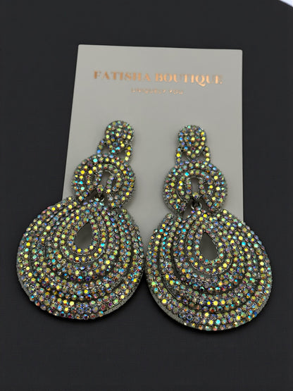 Elegant Long Glamorous Statement Diamante Teardrop Rhinestone Earrings – Gold & Silver - Fatisha Boutique #