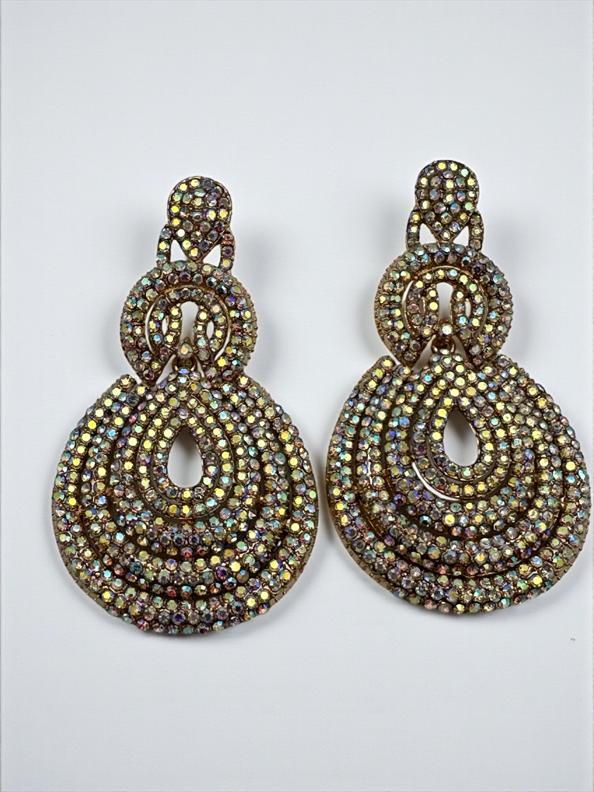 Elegant Long Glamorous Statement Diamante Teardrop Rhinestone Earrings – Gold & Silver - Fatisha Boutique #