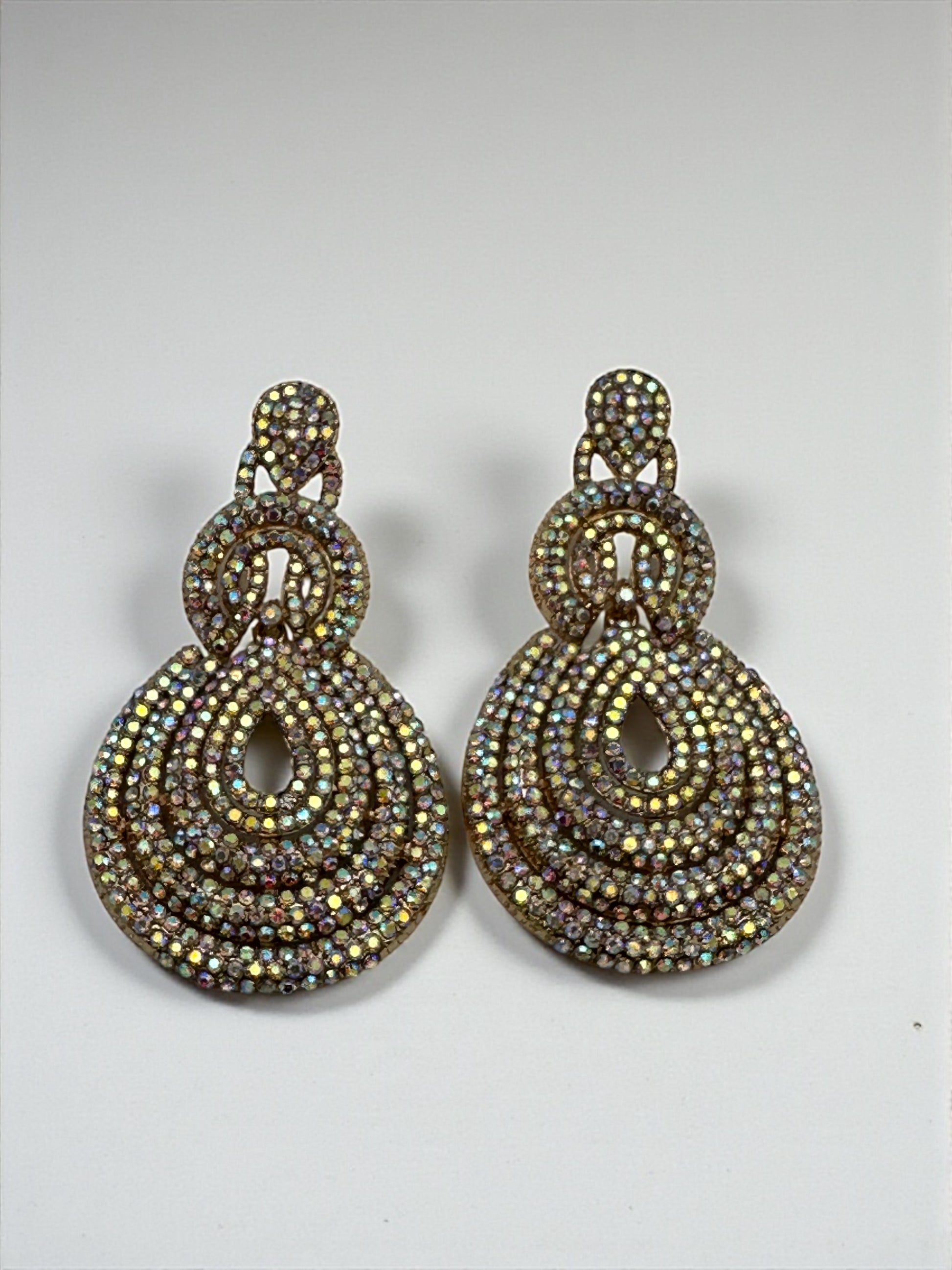 Elegant Long Glamorous Statement Diamante Teardrop Rhinestone Earrings – Gold & Silver - Fatisha Boutique #