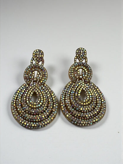 Elegant Long Glamorous Statement Diamante Teardrop Rhinestone Earrings – Gold & Silver - Fatisha Boutique #