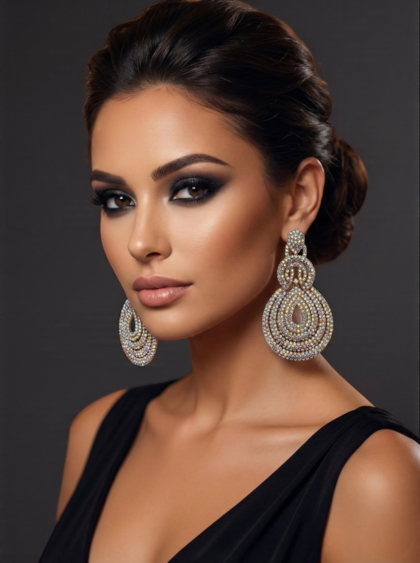 Elegant Long Glamorous Statement Diamante Teardrop Rhinestone Earrings – Gold & Silver - Fatisha Boutique #