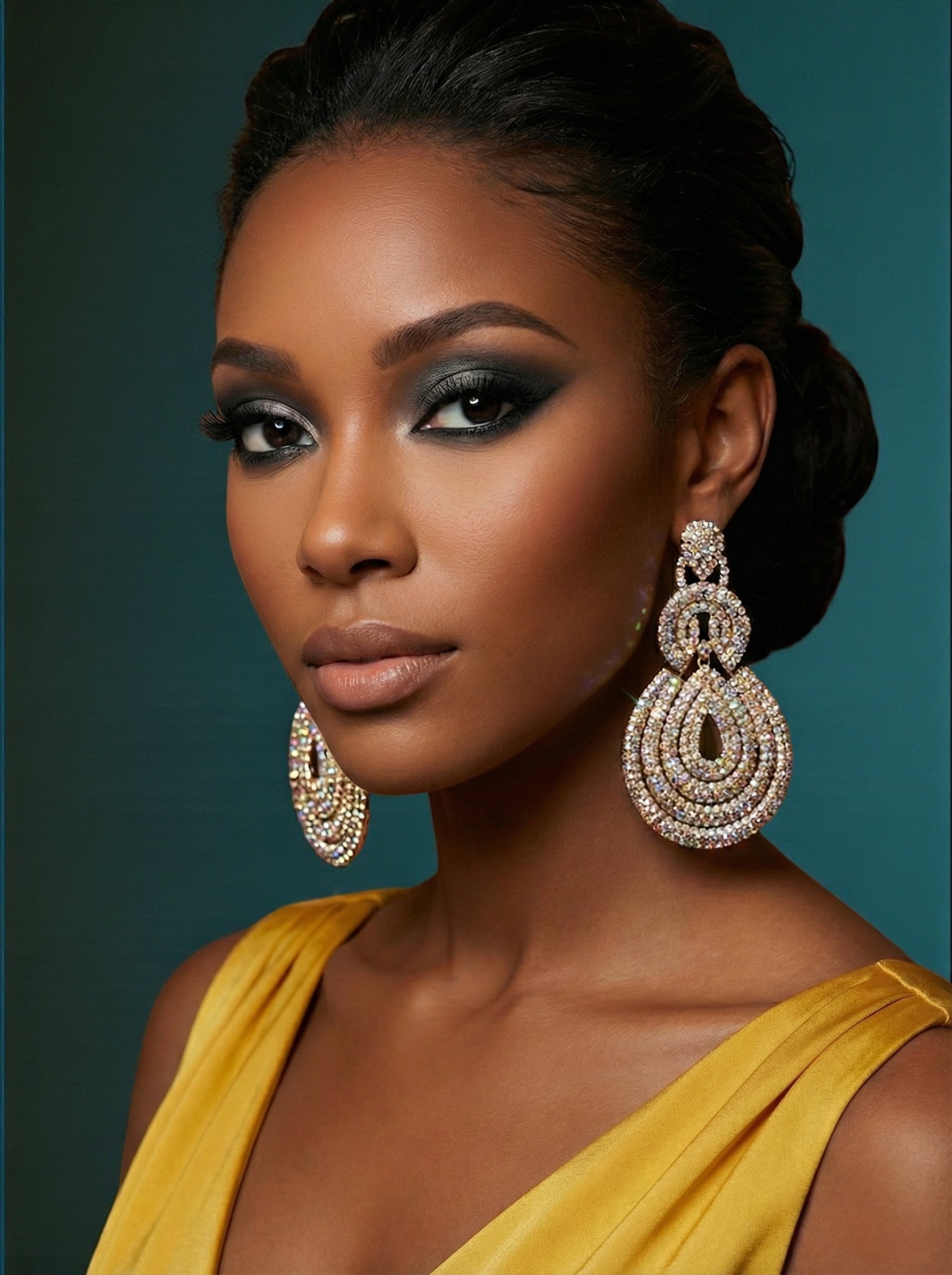 Elegant Long Glamorous Statement Diamante Teardrop Rhinestone Earrings – Gold & Silver - Fatisha Boutique #