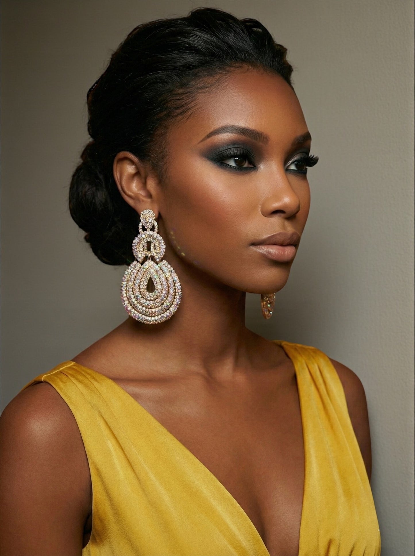 Elegant Long Glamorous Statement Diamante Teardrop Rhinestone Earrings – Gold & Silver - Fatisha Boutique #