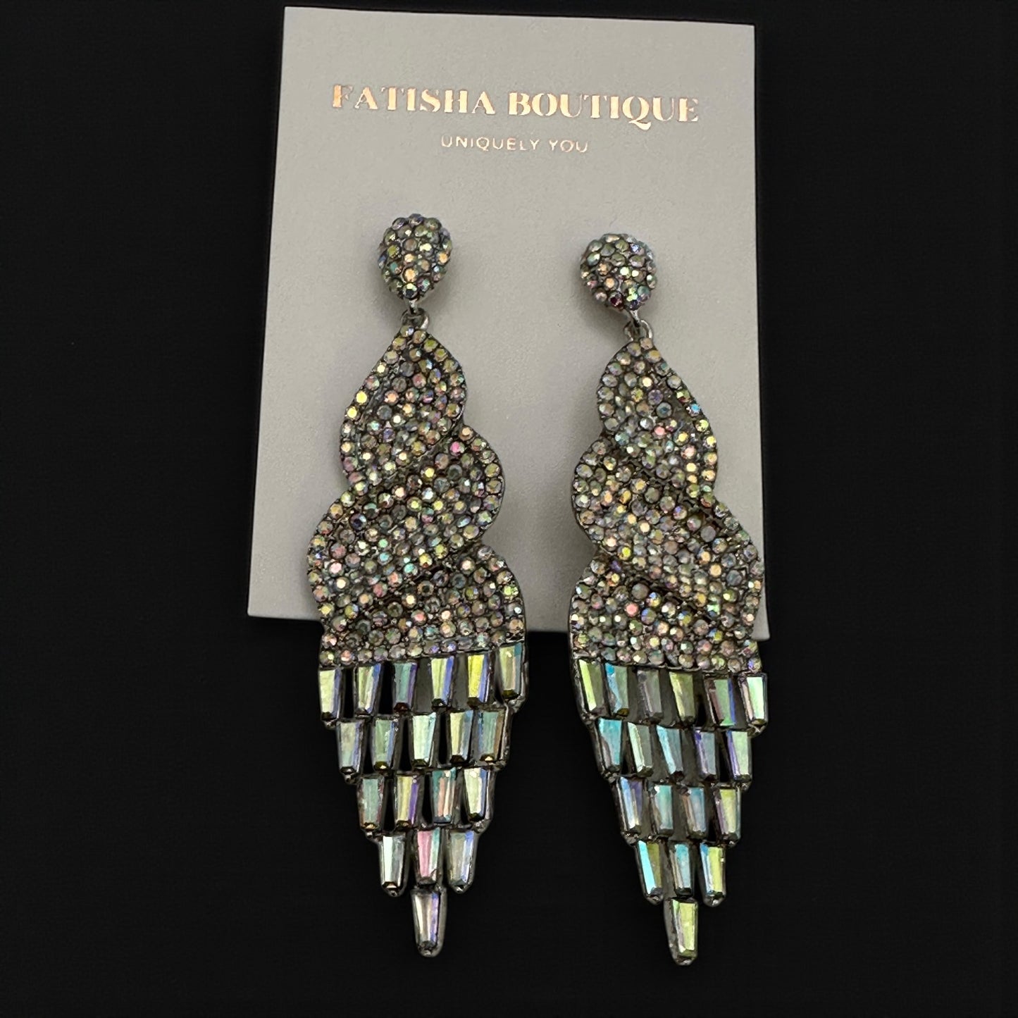 Glamorous Crystal Waterfall Statement Earrings – Gold & Silver