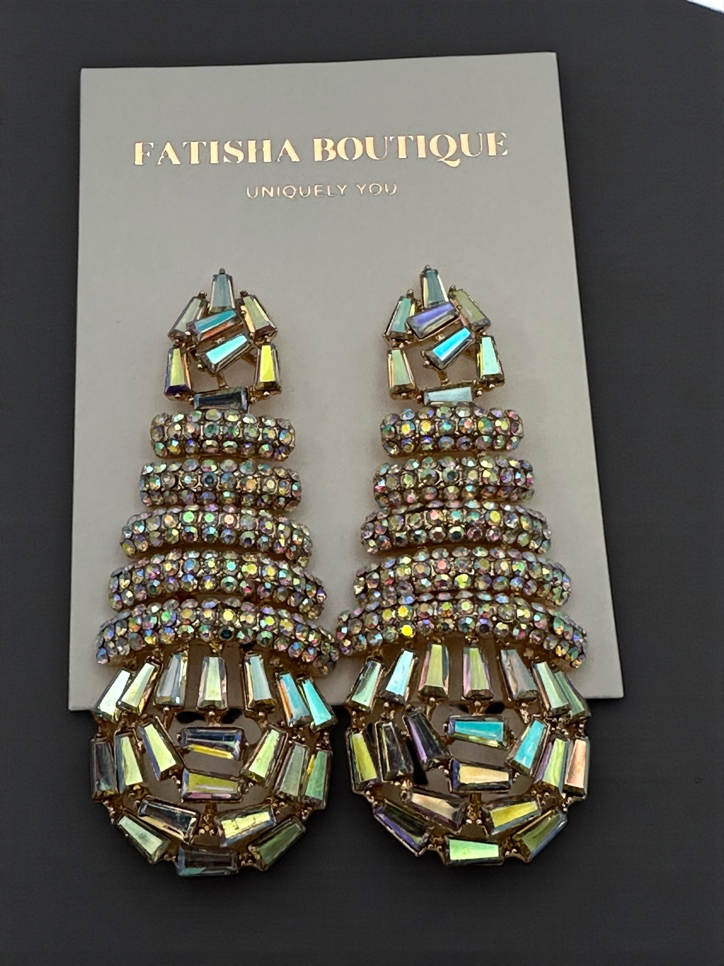 Glamorous Multi-Layer Baguette & Crystal Statement Drop Earrings – Gold & Silver