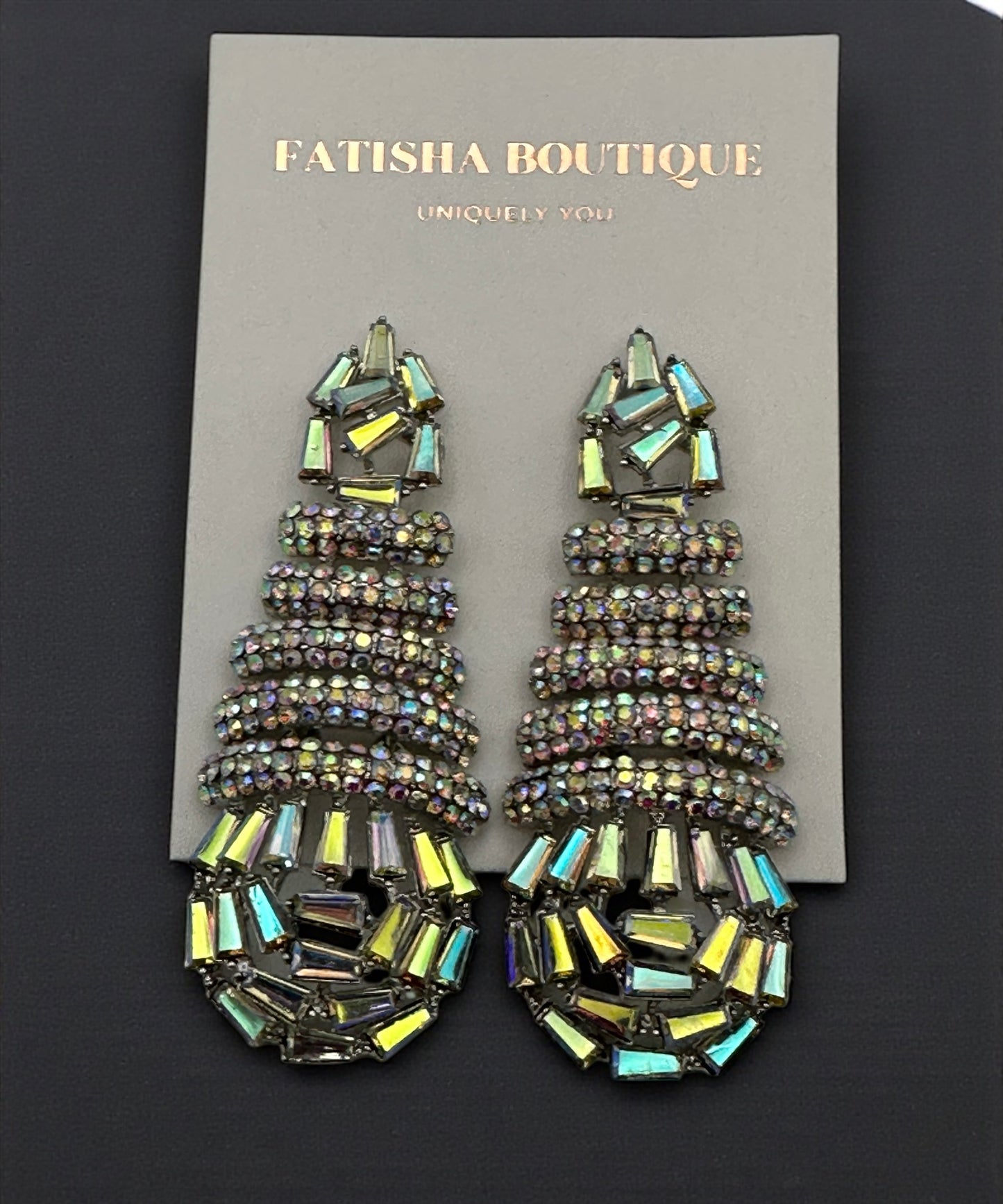 Glamorous Multi-Layer Baguette & Crystal Statement Drop Earrings – Gold & Silver