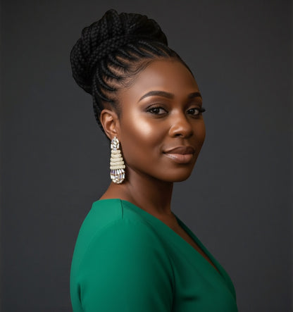 Glamorous Multi-Layer Baguette & Crystal Statement Drop Earrings – Gold & Silver