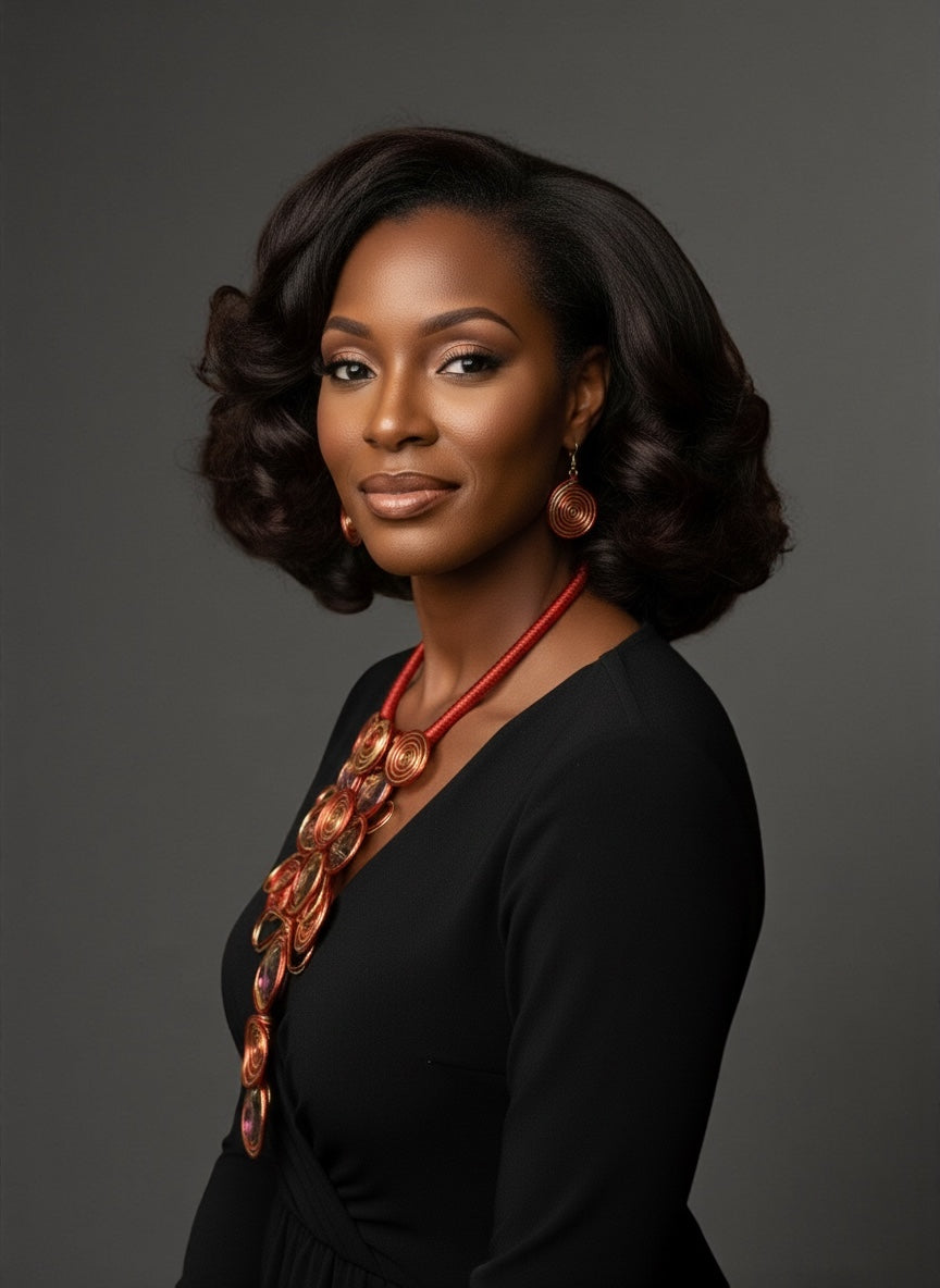 Red & Gold Spiral Wirework Crystal Statement Necklace & Earrings Set – Bold Statement Jewellery