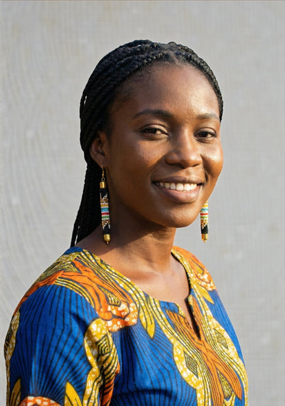 Handmade Multicoloured African Beaded Dangle Earrings – Tribal Maasai Inspired Boho Long Dangle Jewellery - Fatisha Boutique #