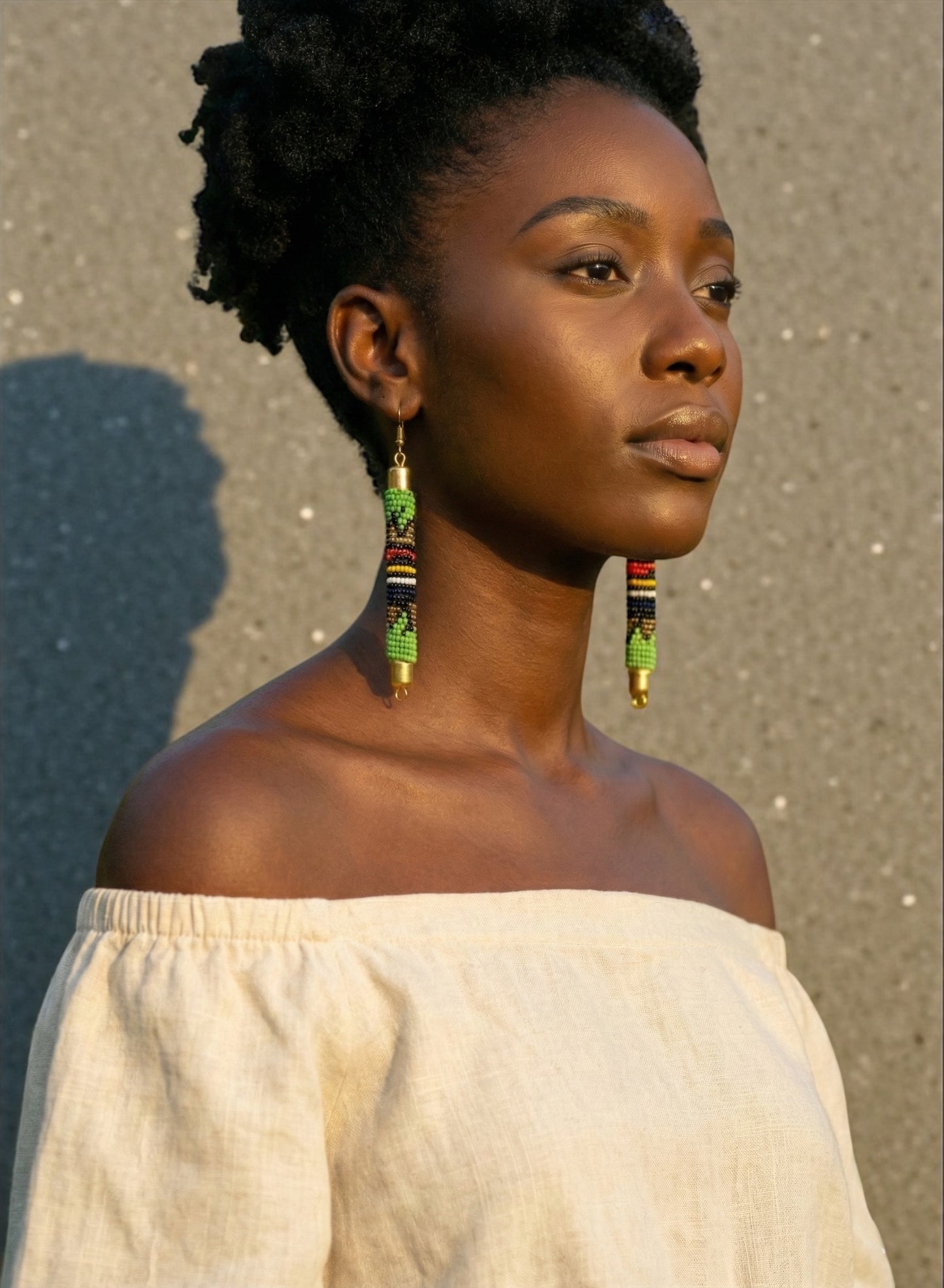 Handmade Multicoloured African Beaded Dangle Earrings – Tribal Maasai Inspired Boho Long Dangle Jewellery - Fatisha Boutique #