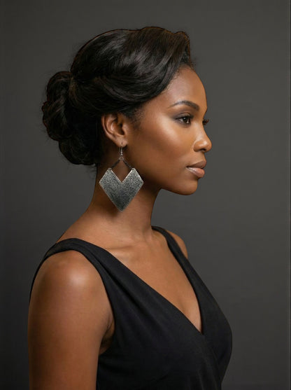 Authentic African Silver Engraved Dangle Earrings – Handcrafted Tribal Statement Jewellery - Fatisha Boutique #