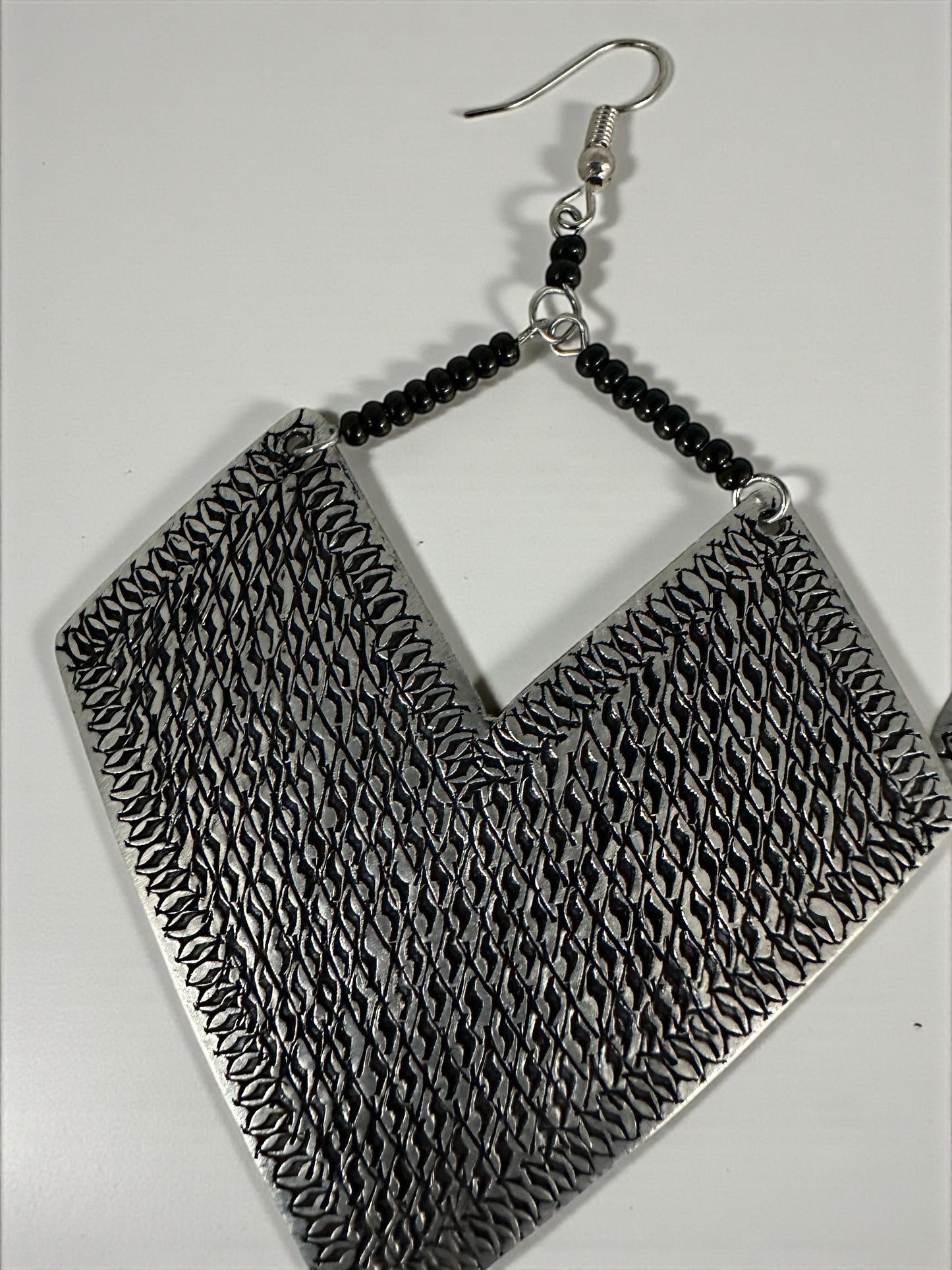 Authentic African Silver Engraved Dangle Earrings – Handcrafted Tribal Statement Jewellery - Fatisha Boutique #