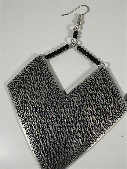 Authentic African Silver Engraved Dangle Earrings – Handcrafted Tribal Statement Jewellery - Fatisha Boutique #