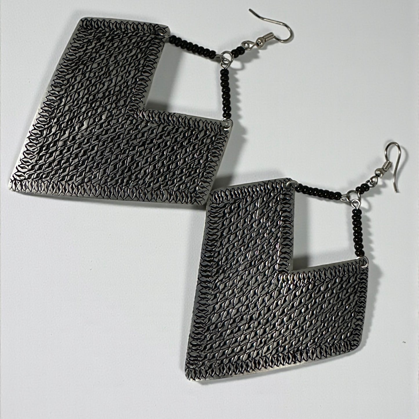 Authentic African Silver Engraved Dangle Earrings – Handcrafted Tribal Statement Jewellery - Fatisha Boutique #