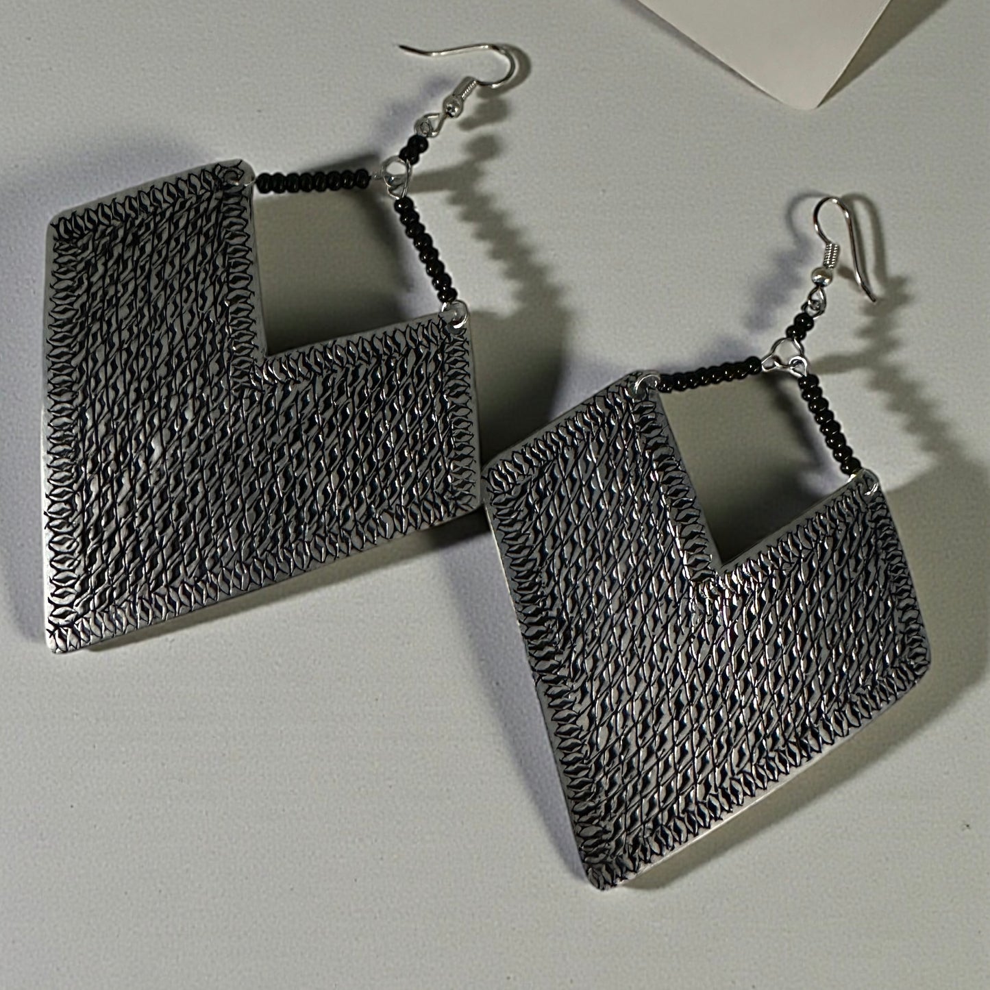 Authentic African Silver Engraved Dangle Earrings – Handcrafted Tribal Statement Jewellery - Fatisha Boutique #