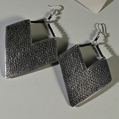 Authentic African Silver Engraved Dangle Earrings – Handcrafted Tribal Statement Jewellery - Fatisha Boutique #