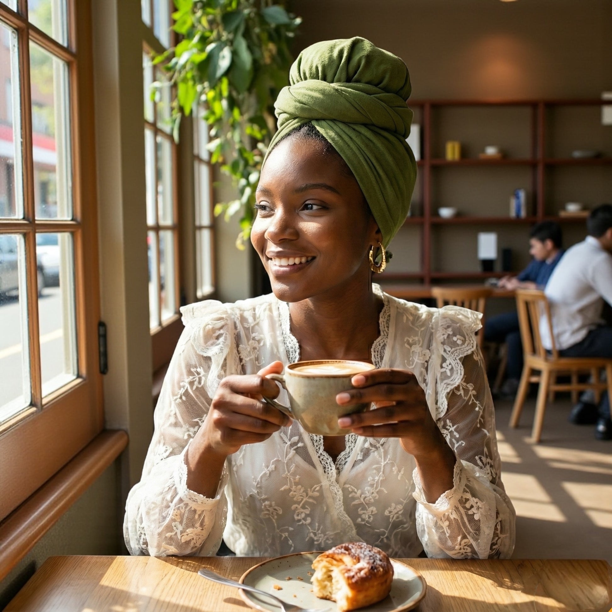 Green Long Stretch Jersey Headwrap – Soft Elastic Turban Head Wrap Scarf for Protective Styling & Fashion Looks - Fatisha Boutique #
