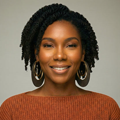 Ethnic Wooden Hoop Earrings – Minimalist Afrocentric Wood & Metal Statement Jewellery - Fatisha Boutique #