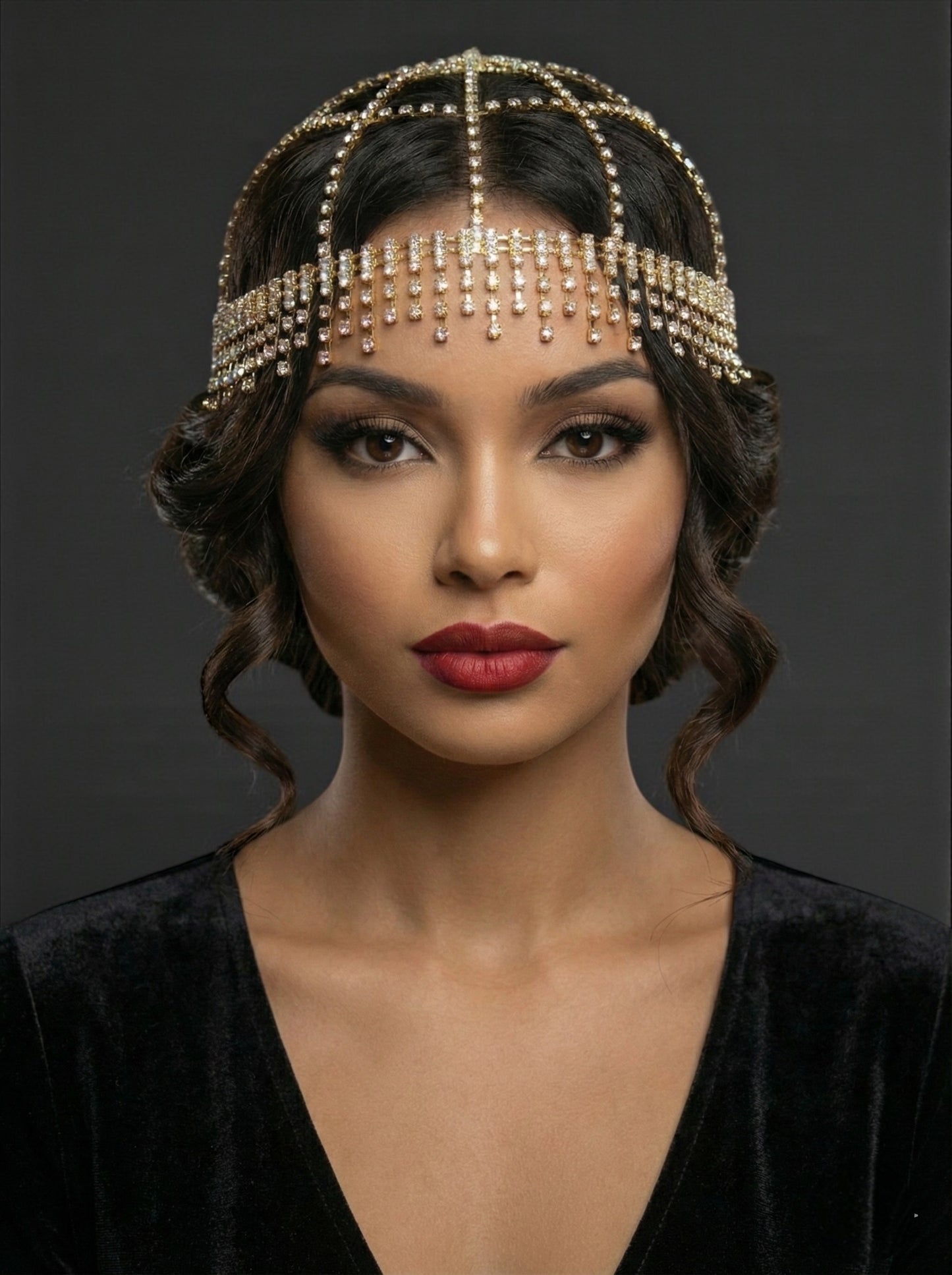 Luxury Crystal Diamante Rhinestone Multi-Layered Tassels Headpiece – Elegant Bridal & Evening Hair Jewellery - Fatisha Boutique # Fatisha Boutique