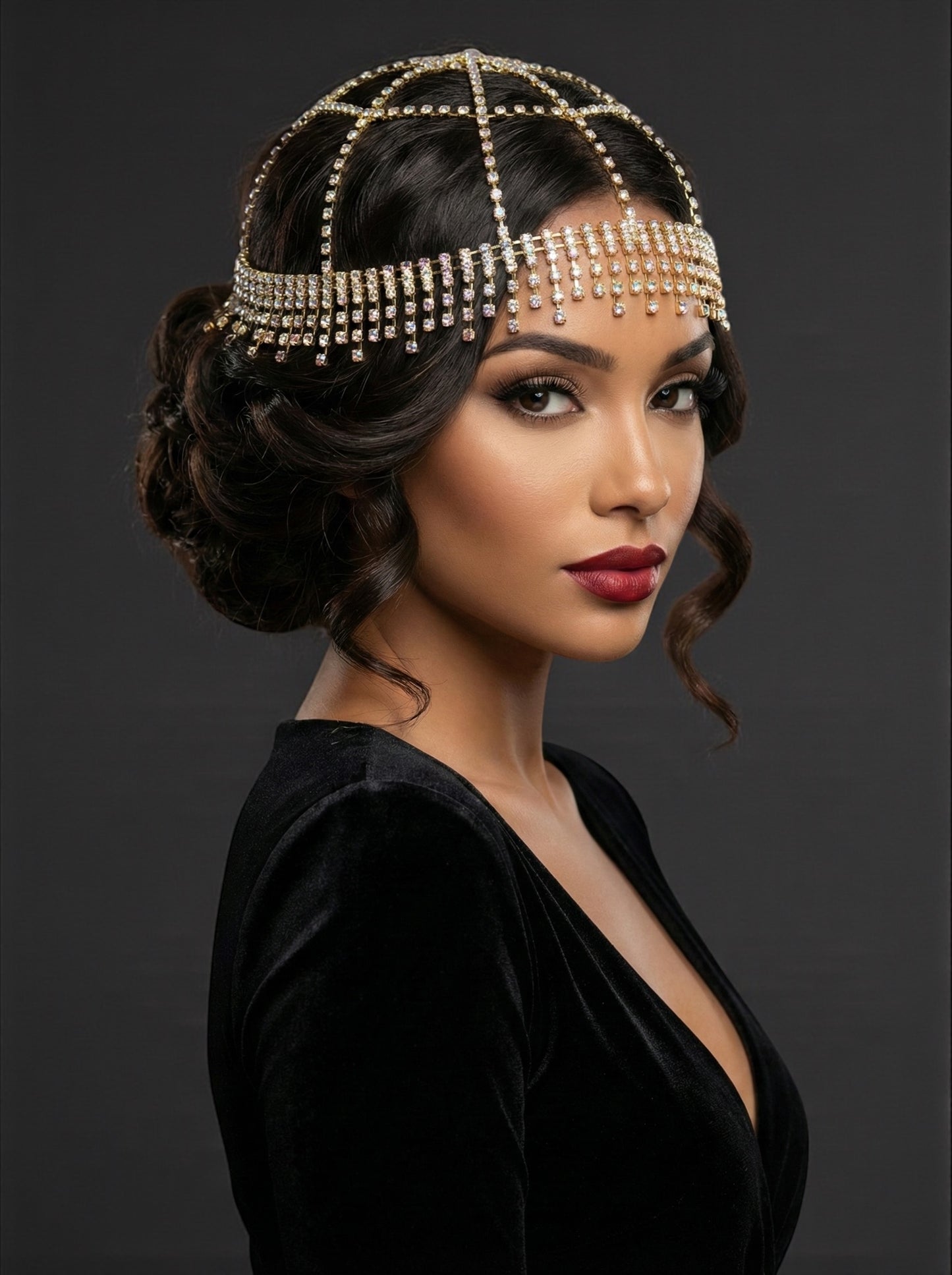 Luxury Crystal Diamante Rhinestone Multi-Layered Tassels Headpiece – Elegant Bridal & Evening Hair Jewellery - Fatisha Boutique # Fatisha Boutique