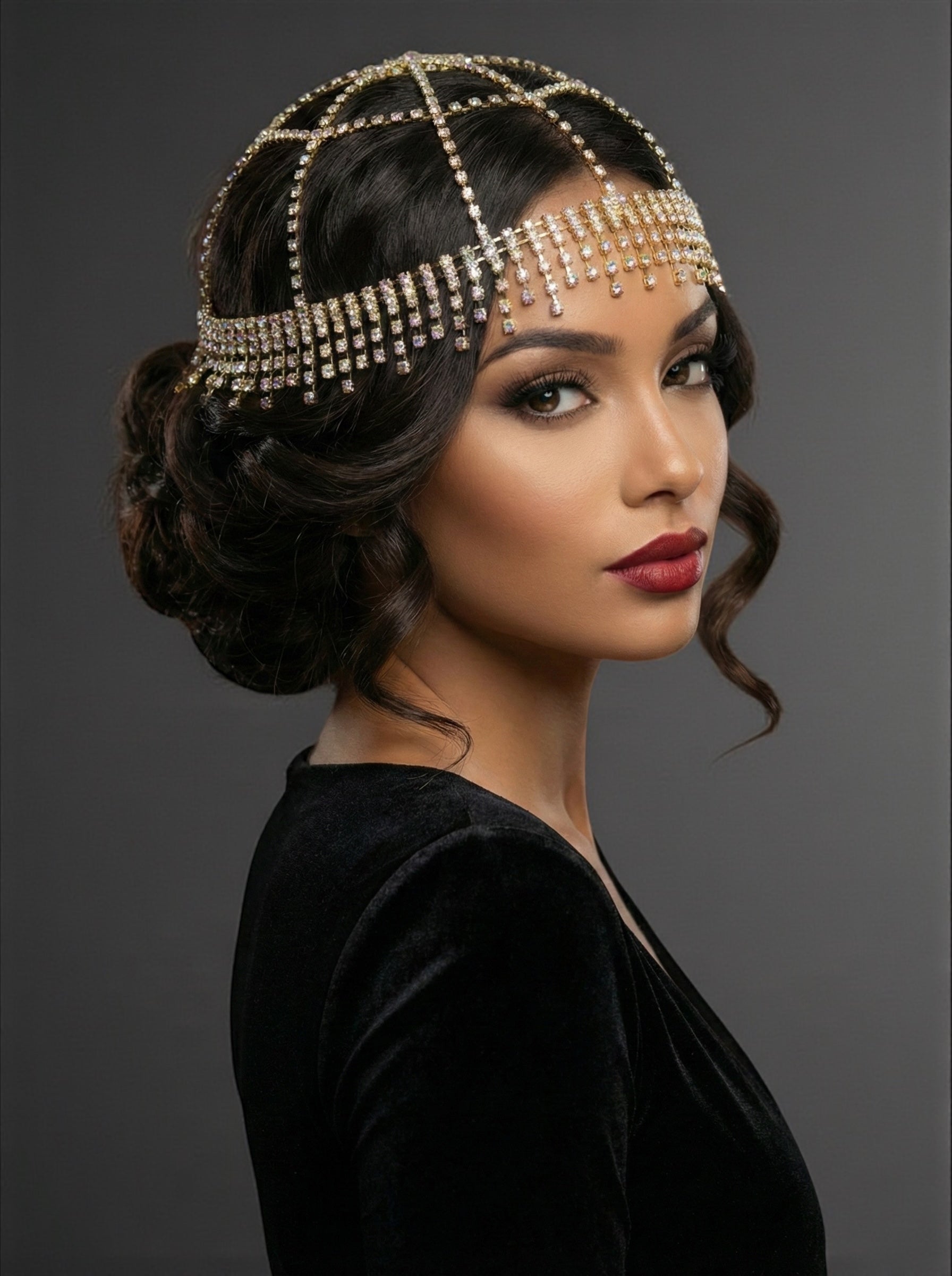 Luxury Crystal Diamante Rhinestone Multi-Layered Tassels Headpiece – Elegant Bridal & Evening Hair Jewellery - Fatisha Boutique #