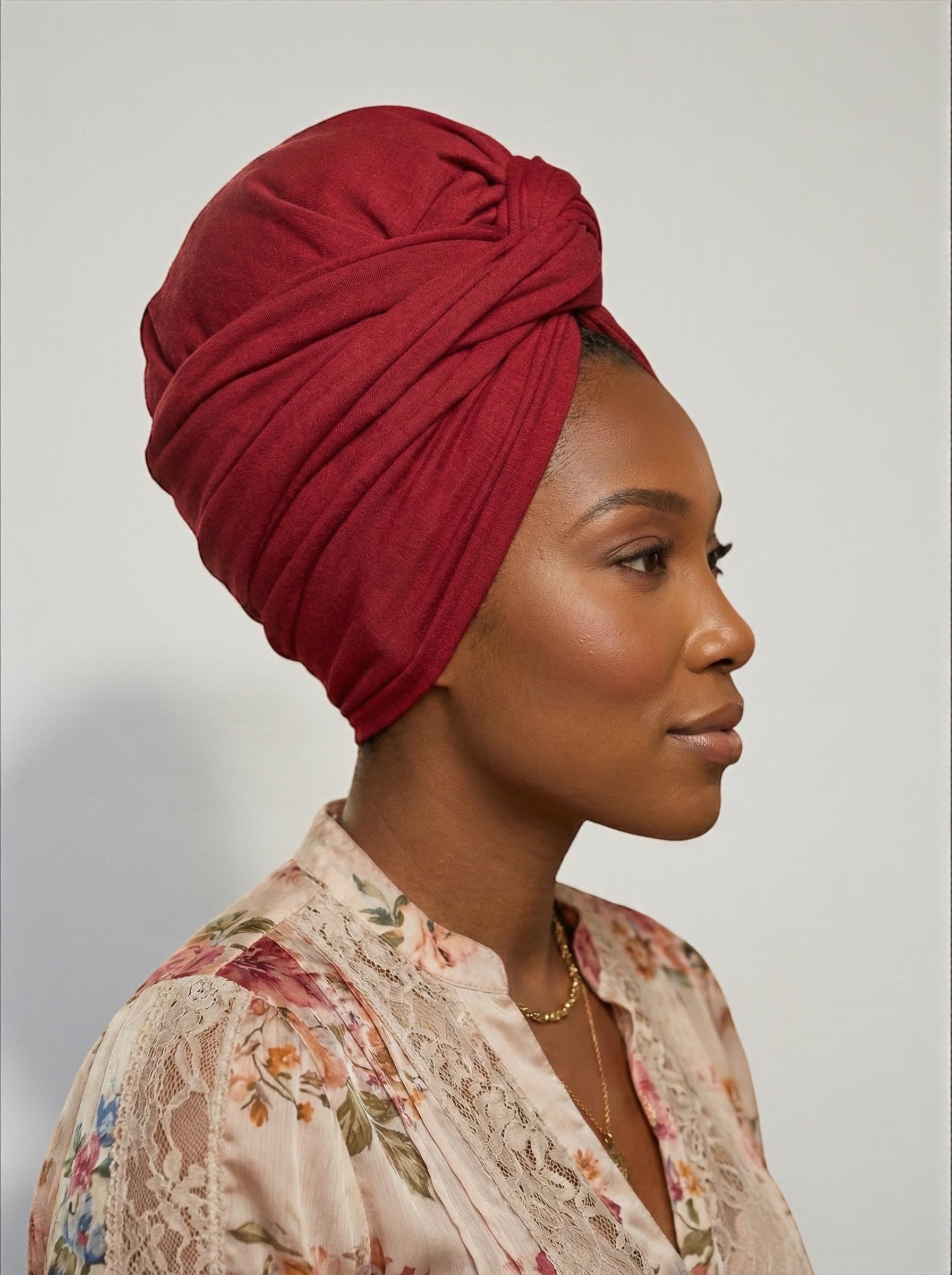 Red Long Stretch Jersey Headwrap – Soft Elastic Turban Head Wrap Scarf for Protective Styling & Fashion Looks - Fatisha Boutique #