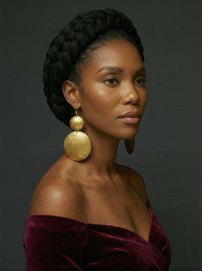 Authentic African Long Engraved Brass Dangle Earrings – Gold Afrocentric Statement Jewellery - Fatisha Boutique #