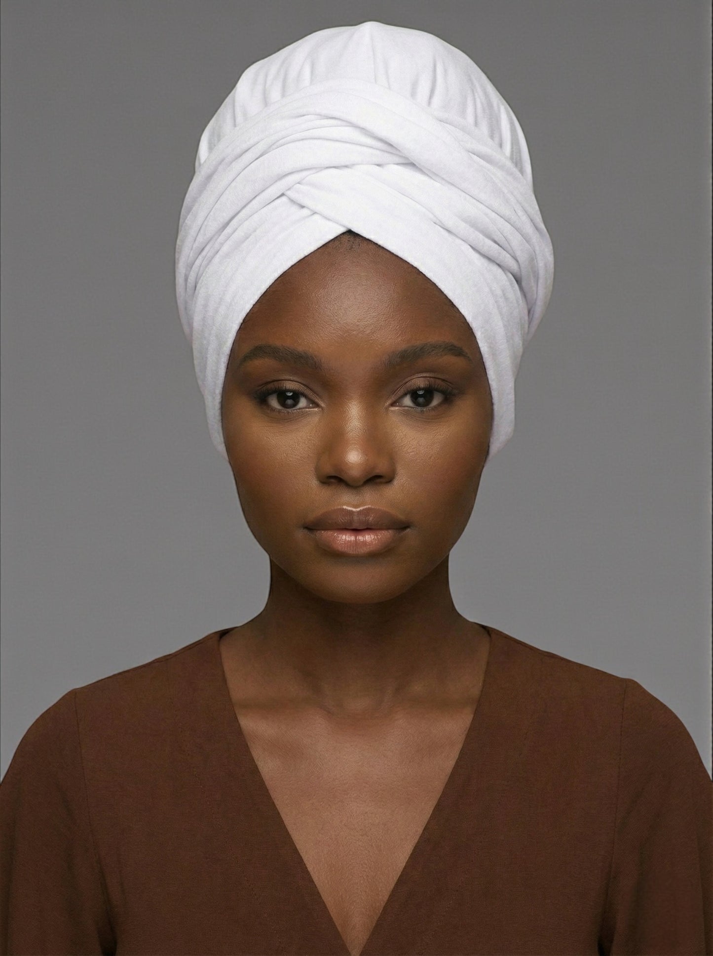 White Long Stretch Jersey Headwrap – Soft Elastic Turban Head Wrap Scarf for Protective Styling & Fashion Looks - Fatisha Boutique # Fatisha Boutique