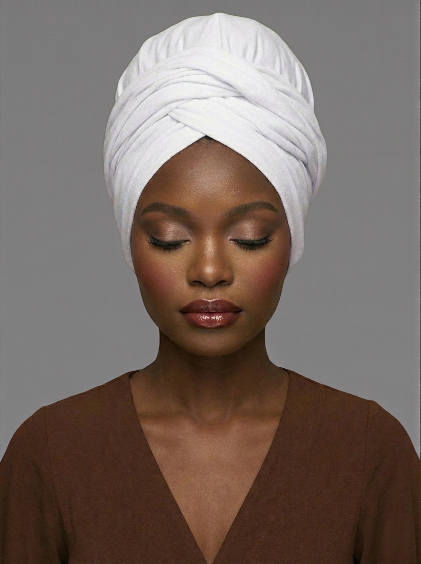 White Long Stretch Jersey Headwrap – Soft Elastic Turban Head Wrap Scarf for Protective Styling & Fashion Looks - Fatisha Boutique # Fatisha Boutique