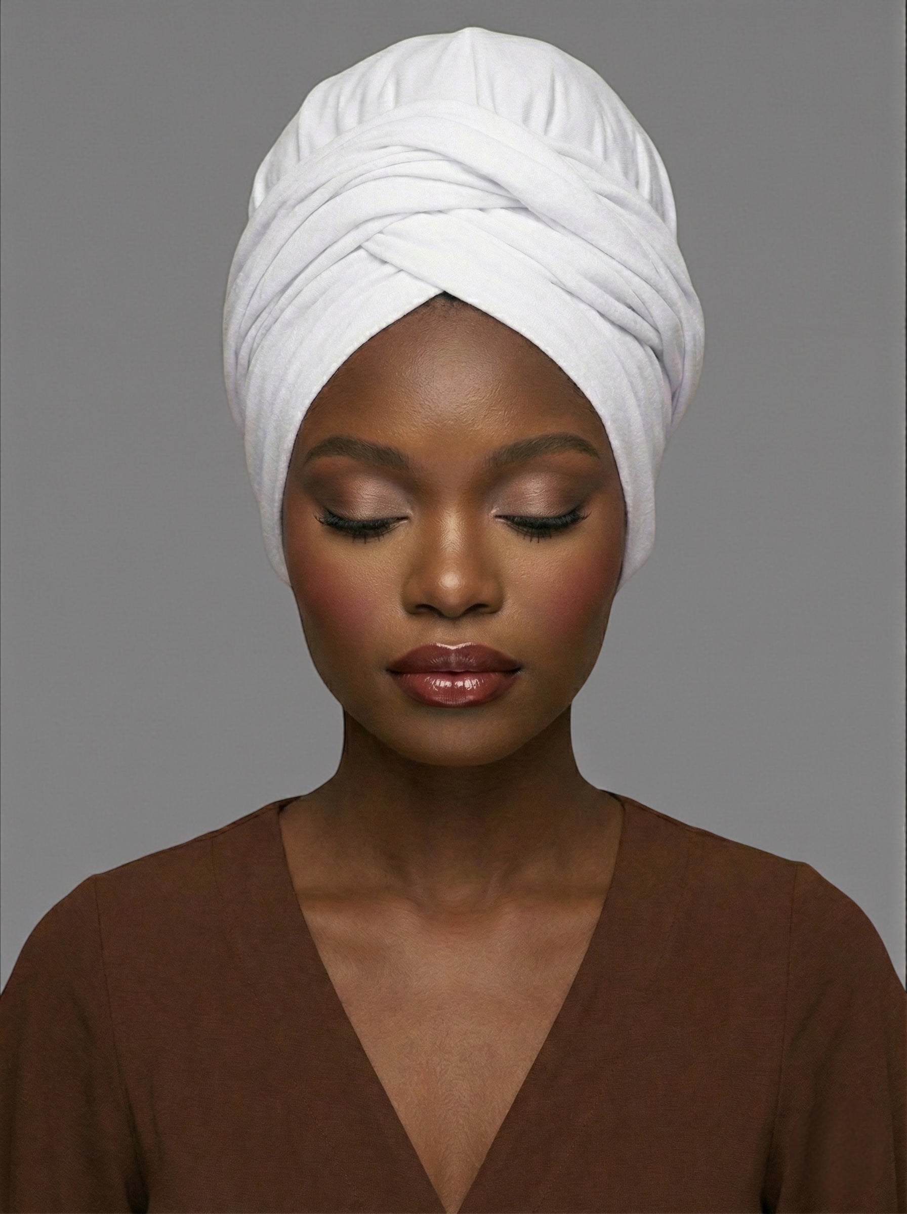 White Long Stretch Jersey Headwrap – Soft Elastic Turban Head Wrap Scarf for Protective Styling & Fashion Looks - Fatisha Boutique #