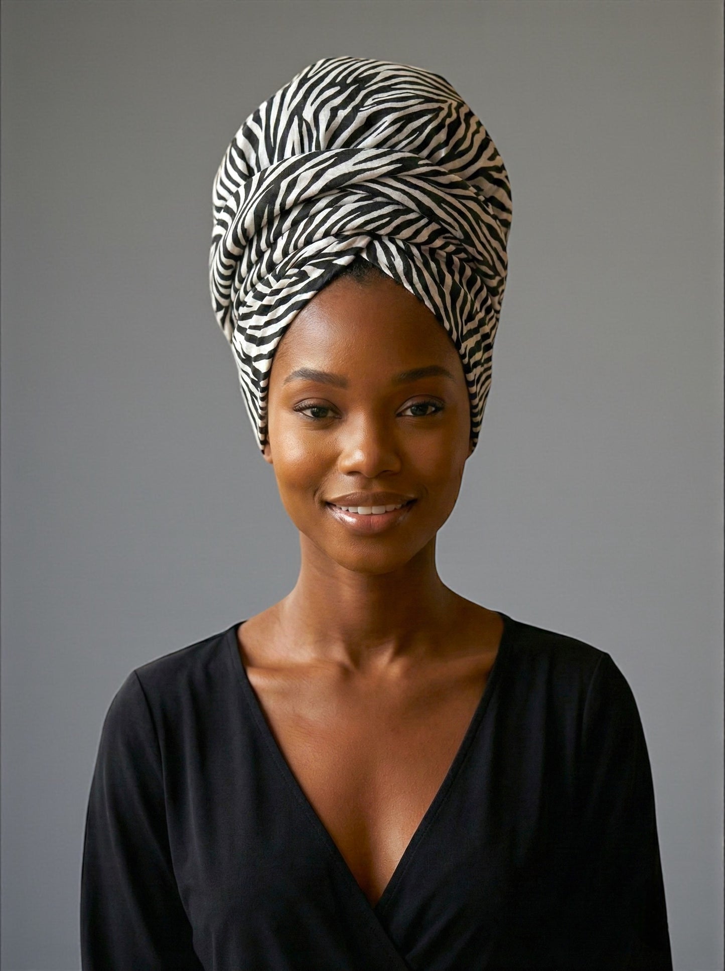 Zebra Print Long Stretch Jersey Headwrap – Soft Elastic Turban Head Wrap Scarf for Protective Styling & Fashion Looks - Fatisha Boutique #