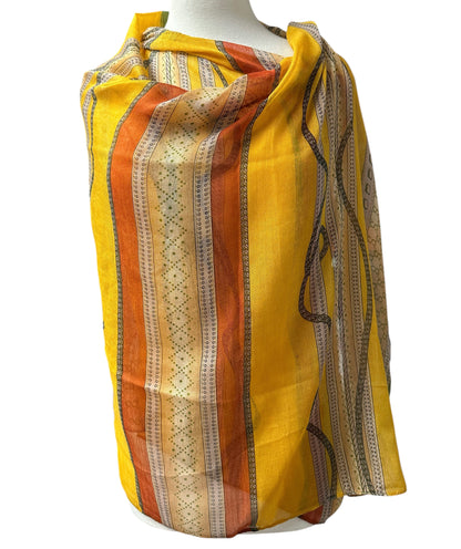 Yellow Multicolour Printed Lightweight Fabric – Versatile Hijab, Scarf & Headwrap for Fashion, Modest Wear & Styling - Fatisha Boutique #