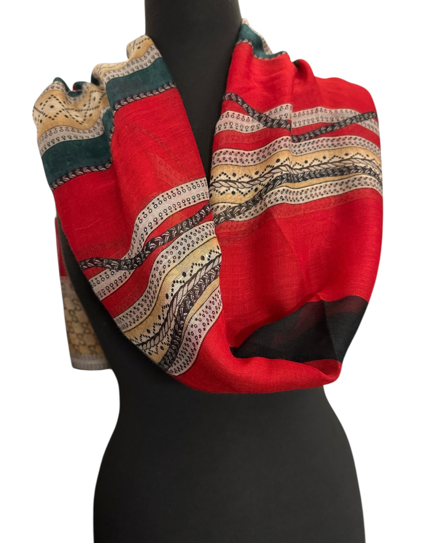 Red & Multicolour Printed Lightweight Fabric – Versatile Hijab, Scarf & Headwrap for Fashion, Modest Wear & Styling - Fatisha Boutique # Fatisha Boutique