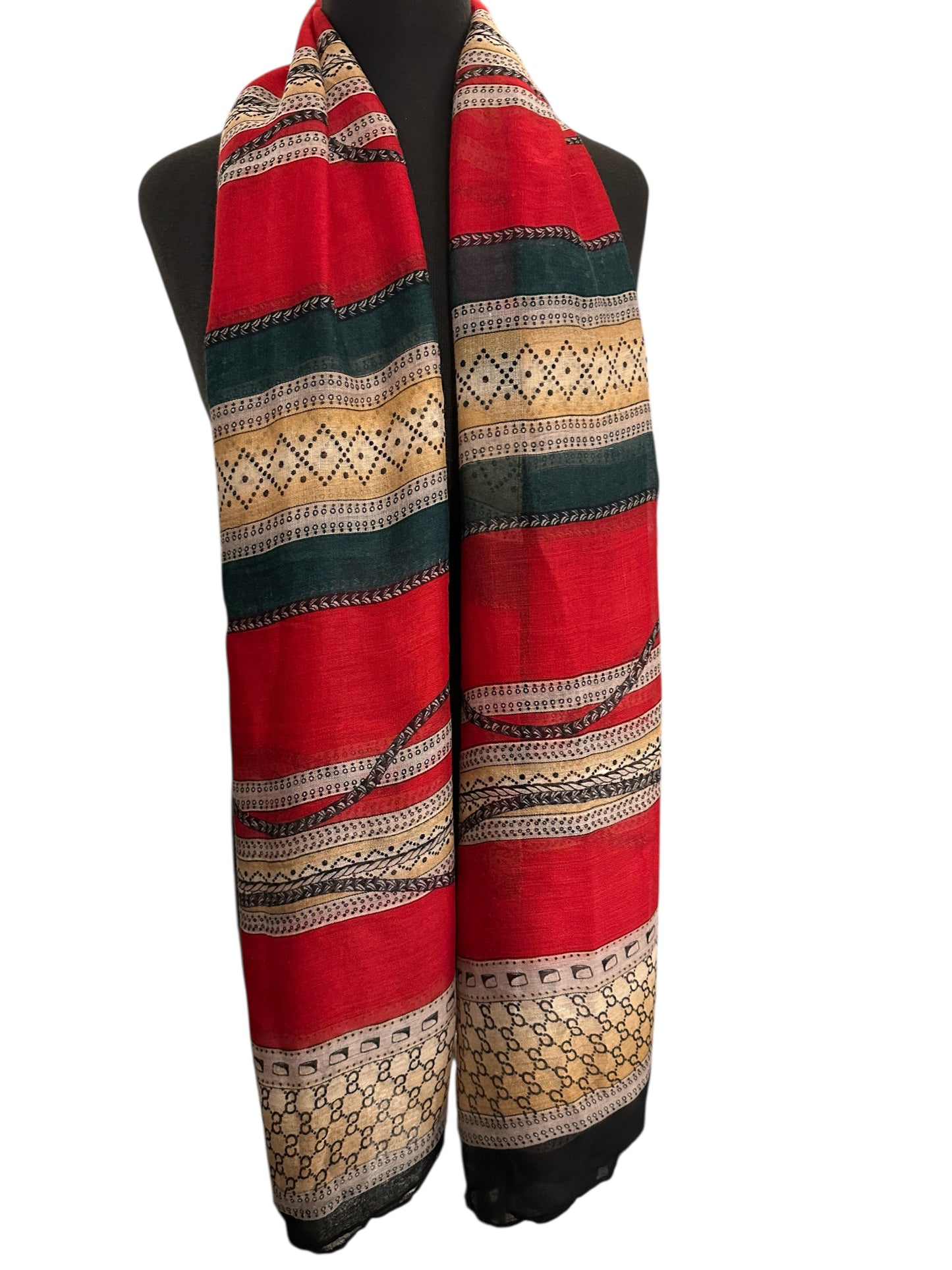 Red & Multicolour Printed Lightweight Fabric – Versatile Hijab, Scarf & Headwrap for Fashion, Modest Wear & Styling - Fatisha Boutique # Fatisha Boutique