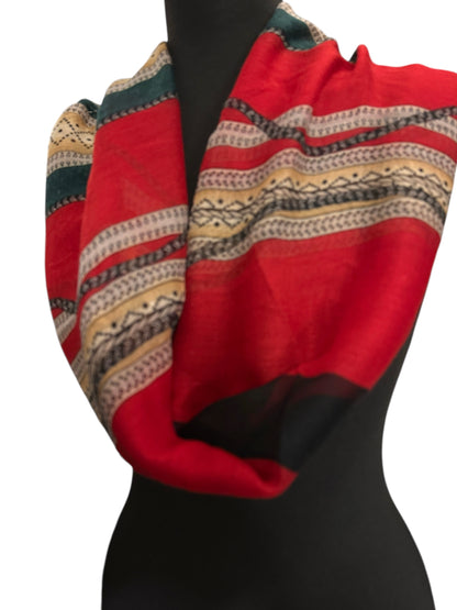 Red & Multicolour Printed Lightweight Fabric – Versatile Hijab, Scarf & Headwrap for Fashion, Modest Wear & Styling - Fatisha Boutique #