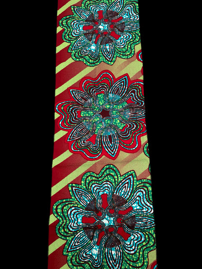 Green Red Swirl African Ankara Head Wrap – Tribal Wax Fabric Scarf for Hair & Styling - Fatisha Boutique #